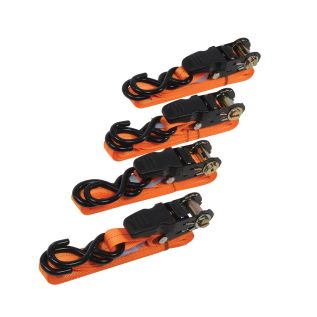 4-delige 25 mm x 4 m S-haak sjorband met rubberen handvat set Getest 250 kg, capaciteit 735 kg