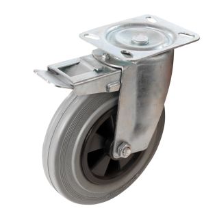 'Heavy-Duty' rubberen zwenkwiel 200 mm, 200 kg