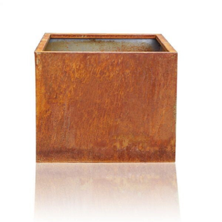 Cortenstaal plantenbak met bodem 700 X 700 MM