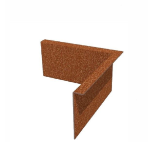 Cortenstaal borderrand binnenhoek 10 MM gezet, 250 X 250 MM