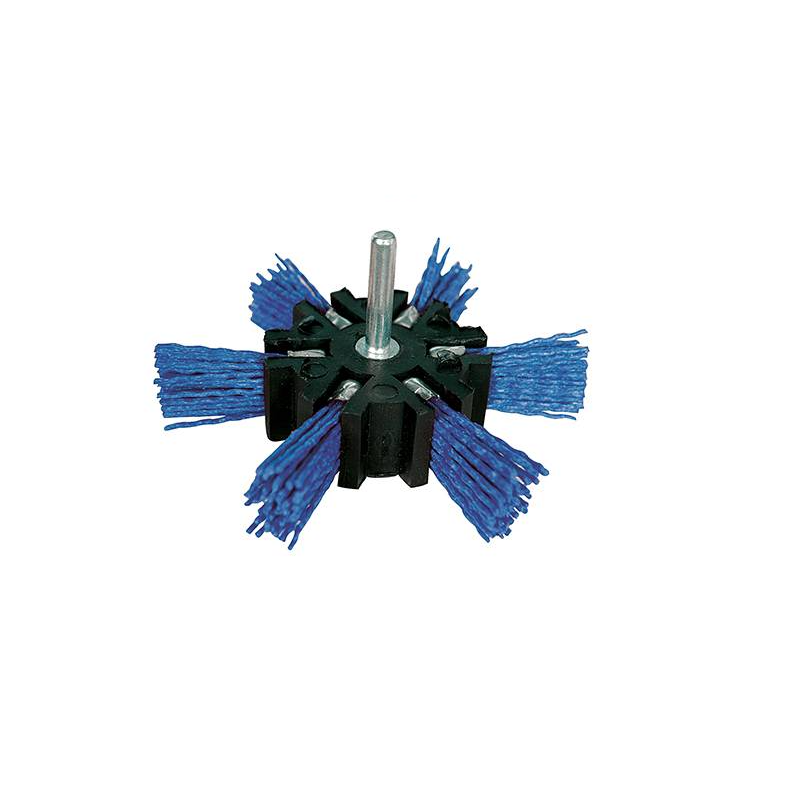 EXLECO Set van 2 nylon borstels korrel 80 - Polijstborstel voor satijnmachine - Zwart - Polijstschijf - Borstelharen voor hout met een diameter van 19 mm